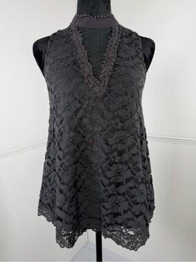 Altar'd State Lace Halter Tank Top Dark Charcoal Gray Size Medium